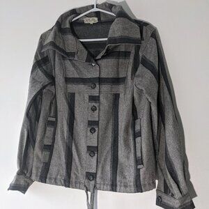 Vintage Mirella Knits Grey Striped Wool Jacket Size 42 - Made in Italy